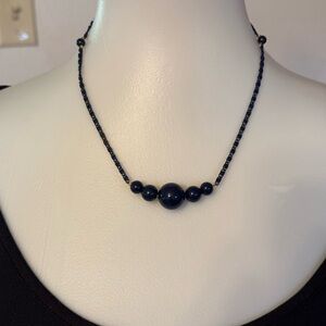 Vintage Minimalist Navy Faux Pearl Necklace